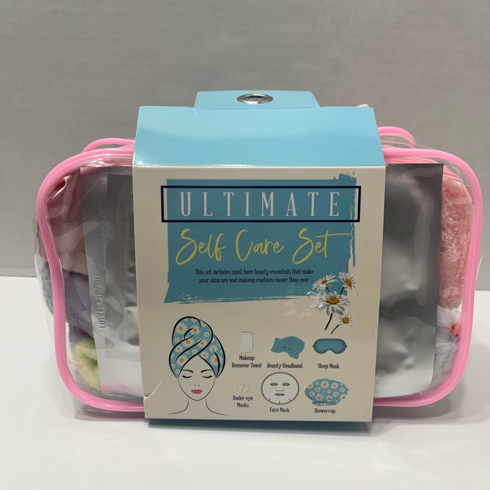 Ultimate Self Care Set Gift Bag Mask, Shower Cap, Hair, makeup remover
